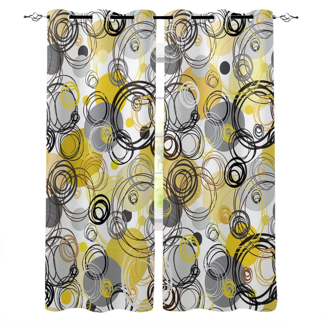 Modern design Circle texture printed 2 panels blackout window curtains for home hotel bedroom