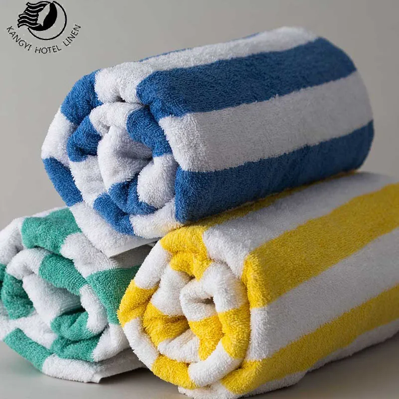 Разноцветное полосатое полотенце для бассейна отель 100% хлопок полосатый пляжные полотенца пользовательский размер
