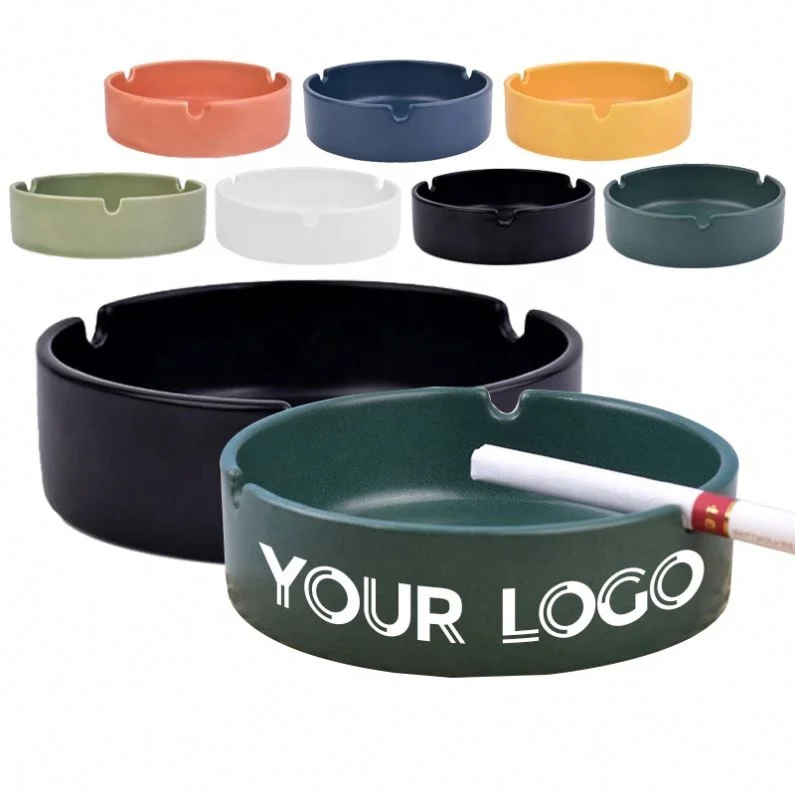 Wholesale Colorful Design Round Ashtray For Promotion Smoking Accessories Custom Ceramic Ashtray With Logo