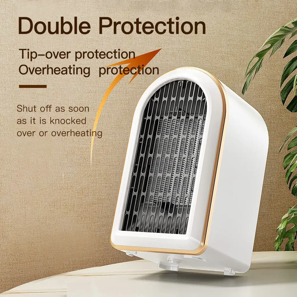 Mini Personal Portable Quiet Vertical PTC Ceramic Space Air Hot Electric Fan Heater For Winter Warm Hand Feet Home Office Desk