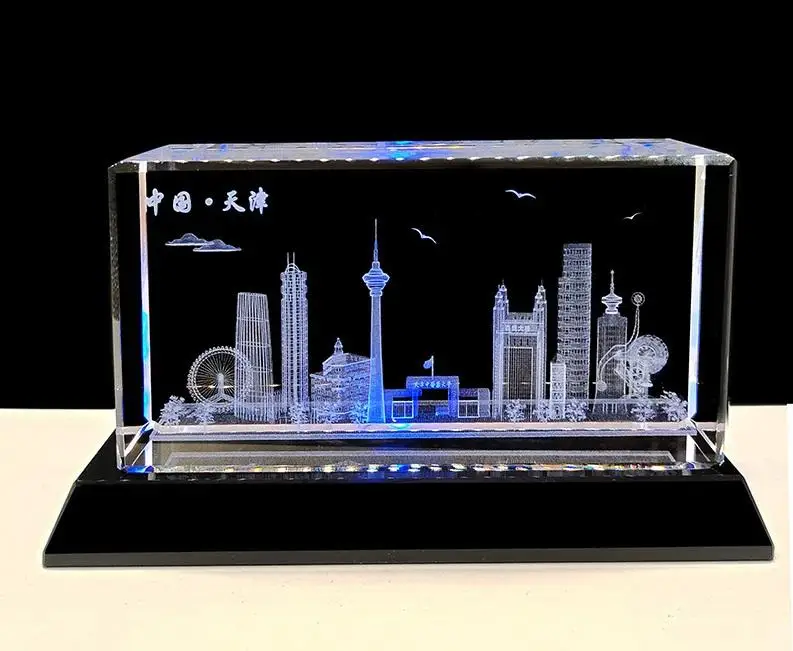 Memorable Glass Beautiful Wedding or Birthday Crystal Image 3D Laser Engraved Crystal Cube Night Lamp