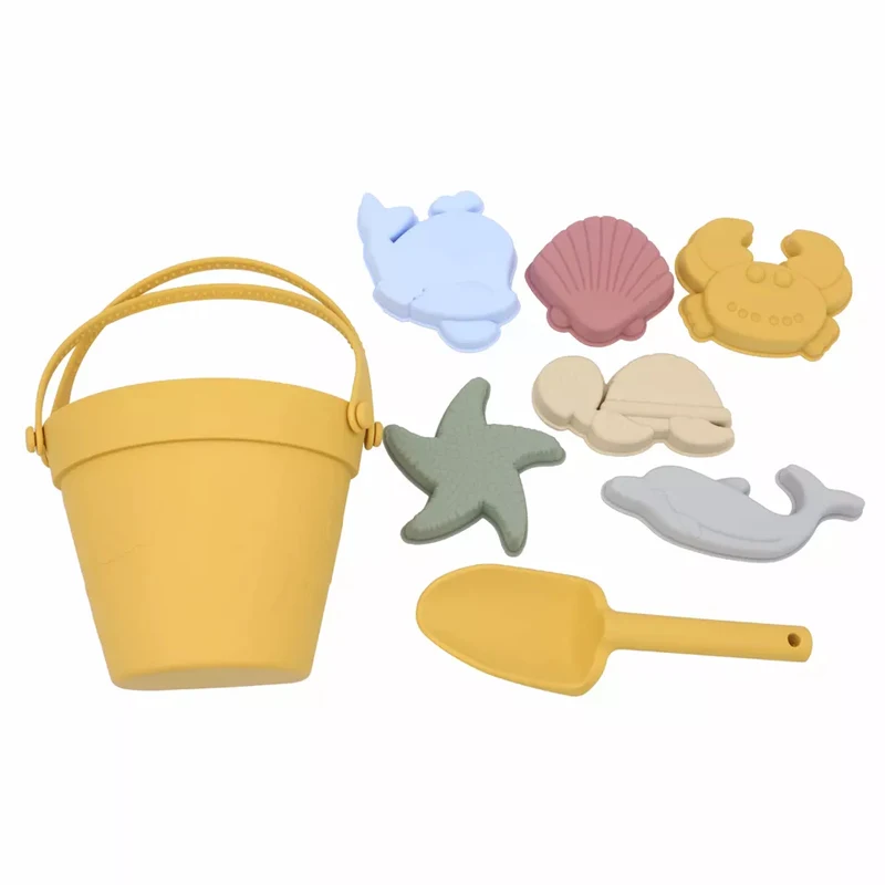 New Arrivals Intereseting Kids Beach Sand Toy Beach Toys Set Silicone Beach Rubber Sand Mold Tools Sets Sand Rake Toys Kit