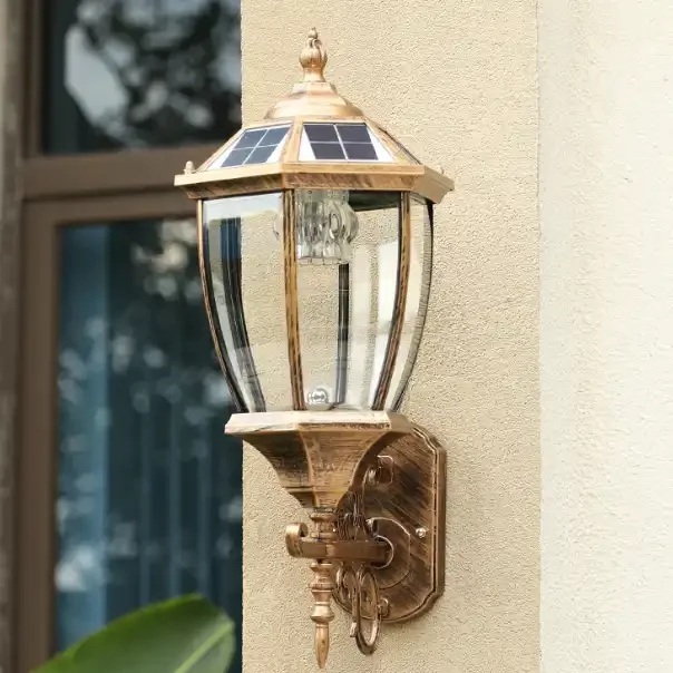 Custom Solar Sensor LED Wall Light Waterproof Vintage Lamp Fixtures for Garden Fence Exterior Outdoor Walls-IP65 Rating