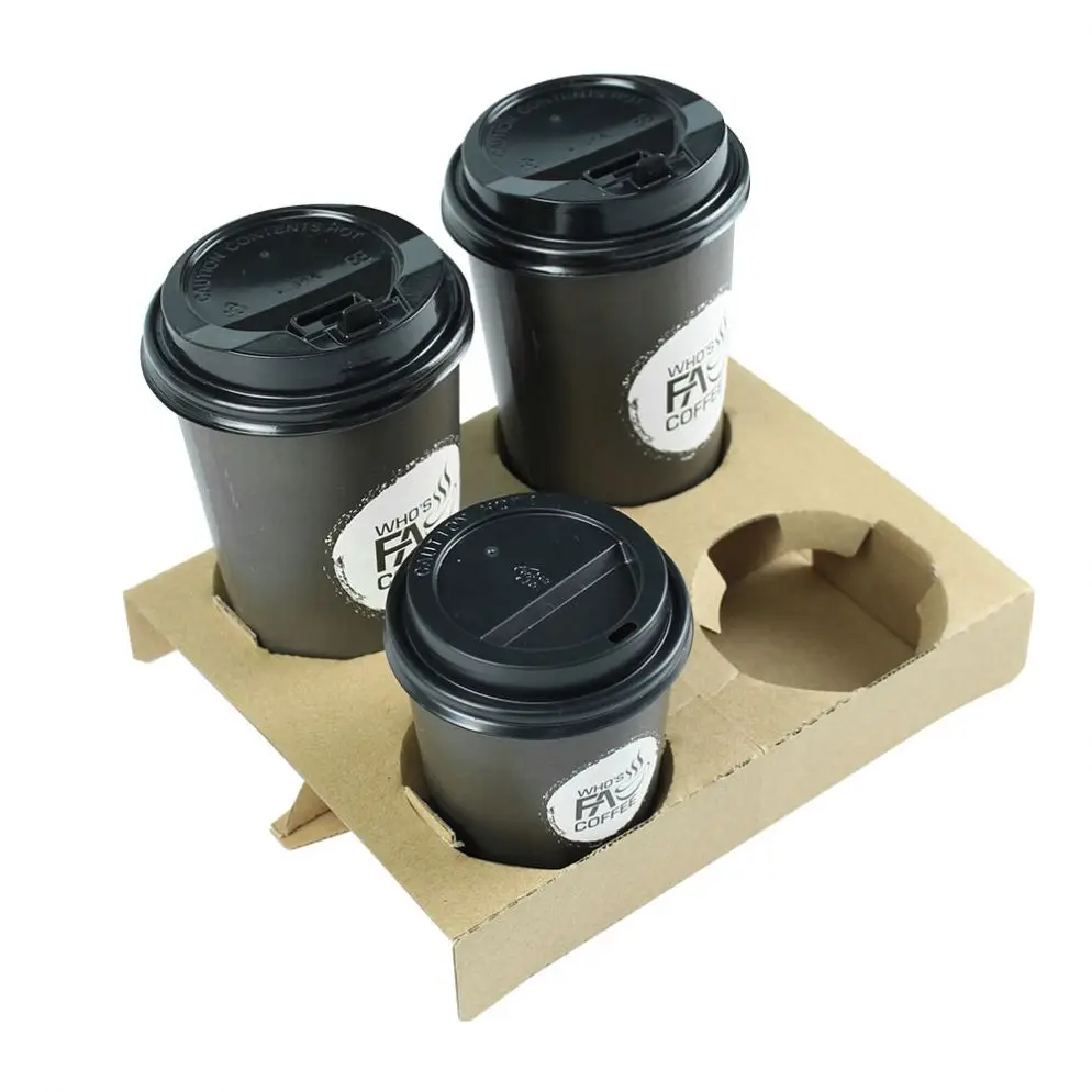 Durable Cardboard Takeaway Coffee Paper Cup Holder Eco-friendly  Disposable Cups & Saucers Stocked