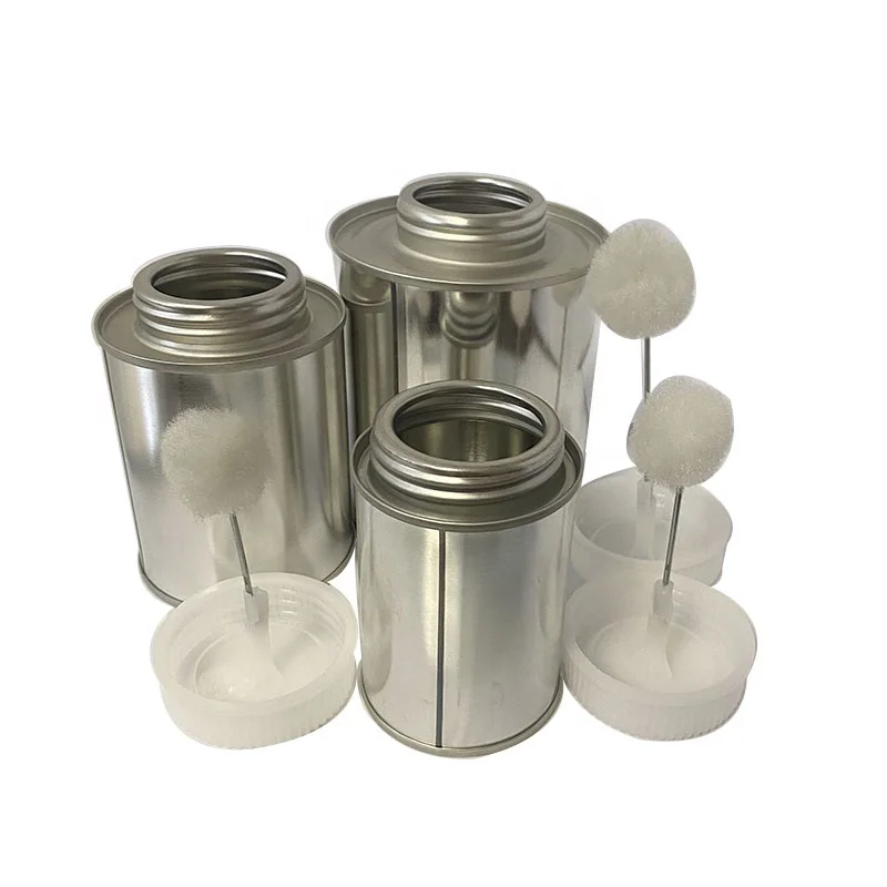 High Quality 2oz-32oz Empty Screw Top Round PVC Glue Tin Can For PVC Adhesive Cement Packaging