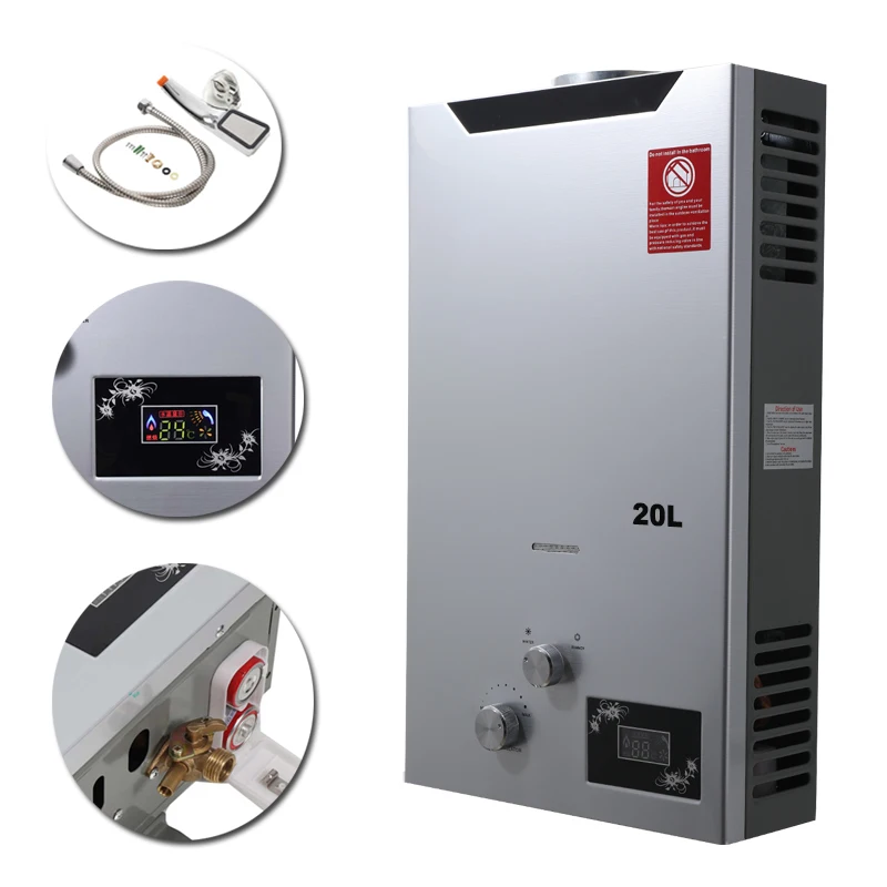 USA EU Warehouse In Stock 20L 40KW 5.28GPM LPG Geyser New Style Instant Residential Wall-mounted Tankless Gas Water Boiler