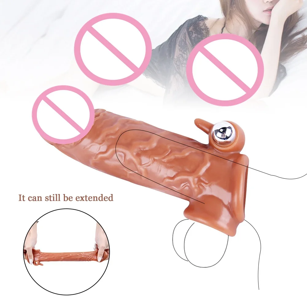 Reusable 5*17CM Penis Sleeve Vibrator Sex products Penis Enlargement sax toys for man Condom Male Cock Extender Dildo Enhancer%