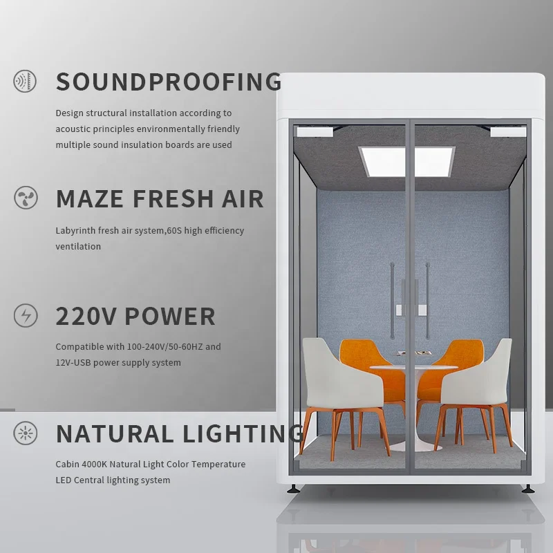 Custom Made Fireproof Meeting Pod Private Working Space Acoustic Soundproof Room Booth Office Silence Meeting Pod