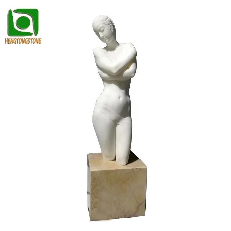 Отель декоративный современный дизайн боди-арт высокого качества белый мрамор резная статуя Голая девушка