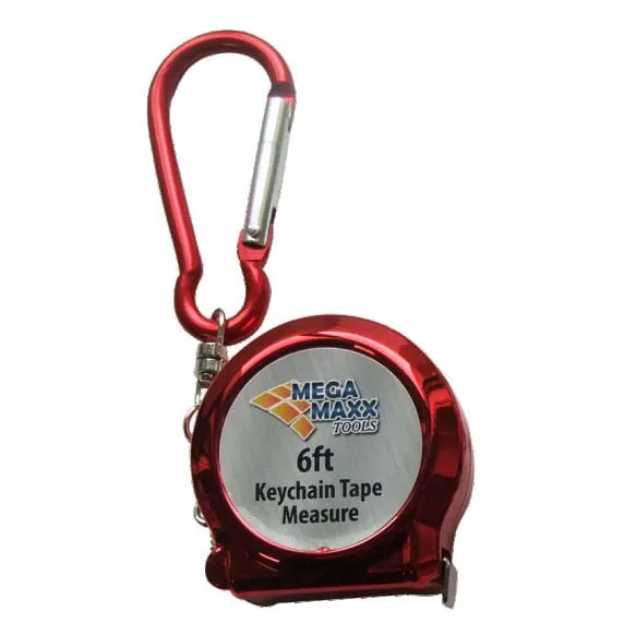 Custom Logo Retractable Steel Tape Measure Keychain with Carabiner