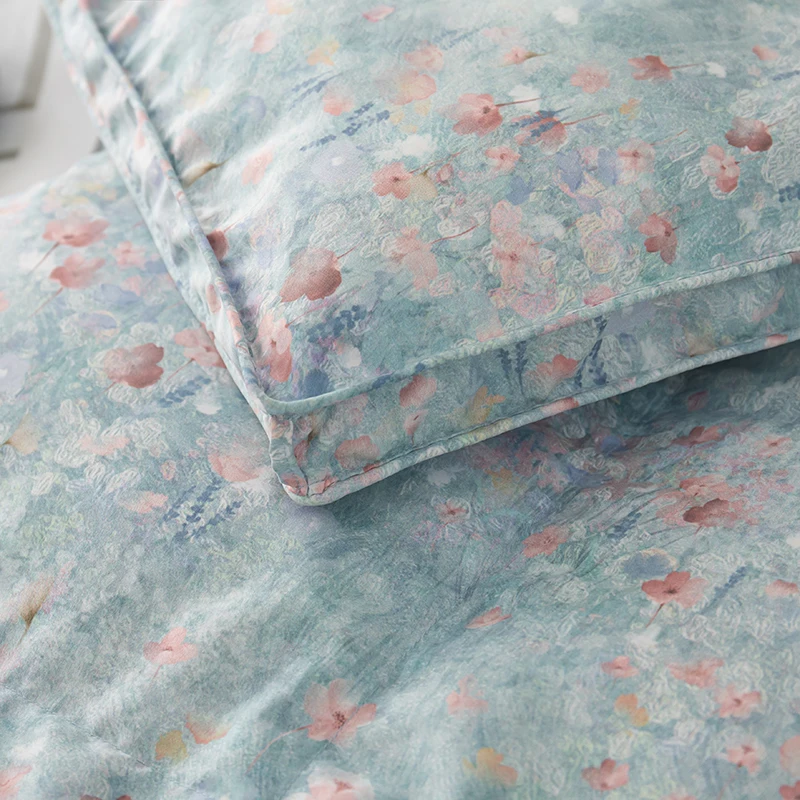 Luxurious Fluffy White Goose Down Comforter Feathers Down Quilts Ultra Soft All Seasons Printing Flower Home Duvet