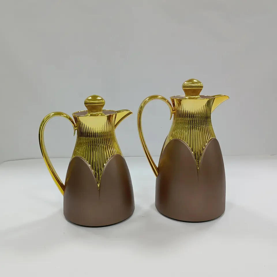 Hot selling ABS PU + Stainless Steel gold plating decor coffee pot Bar Hotel Restaurant Home 1000,ml vacuum flasks coffee pot