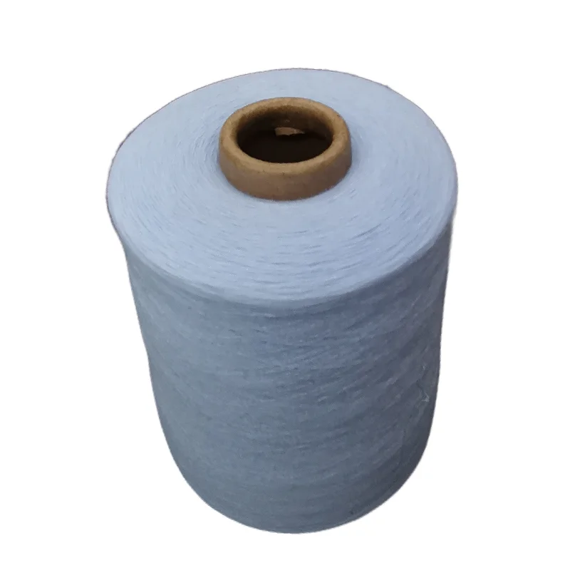 High Tenacity Stretch Elastic Cotton Covered  Spandex Yarn 32S + 40D Light Blue For Knitting