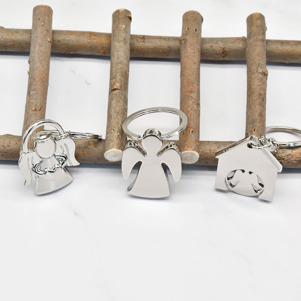 Custom made metal keyring personalized 3d customized key chain keychain with logo as angel