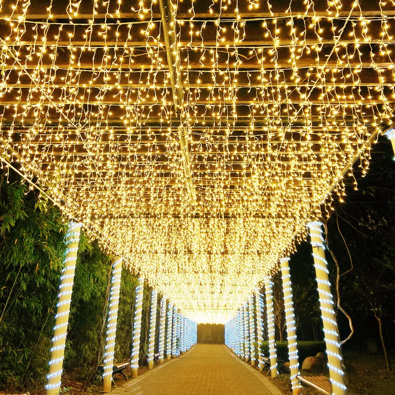 220V 4*0.6M Christmas Garland Led Waterfall Curtain Icicle String Lights Garden Street Outdoor Decorative Holiday Light