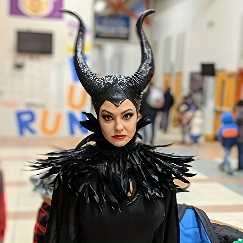 Maleficent Cosplay Props Halloween Christmas Elegant Black Rave Party Supplies Head Decoration