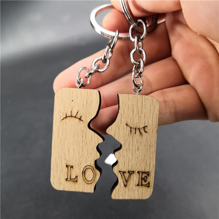 Заводской деревянный брелок для ключей для влюбленных