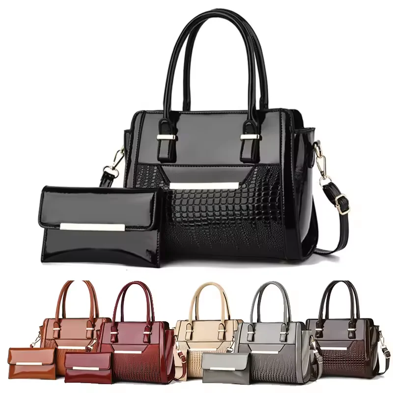 2024 Fashion Pu Leather Women Tote Bag Large Capacity Shoulder alligator Ladies Handbags Set