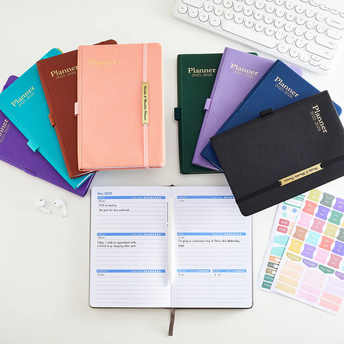 New Arrival 2025 A5 Notebook Journal Calendar Portable Agenda English Schedule Daily Weekly Plan Stationery for School Office
