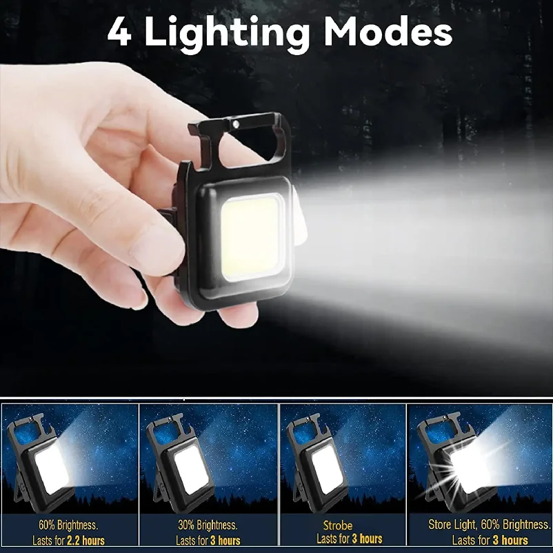 Mini Magnetic Led Keychain Light Flashlight Camping Flashlight Plastic Type C Rechargeable Portable Pocket Keychain