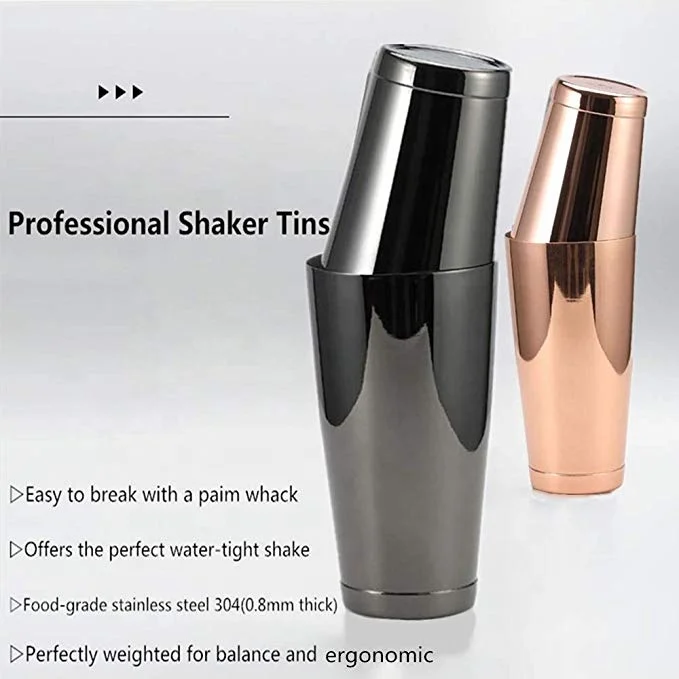 Amazon из 2 предметов Утяжеленный 28oz Профессиональный бармен Медь Нержавеющая сталь Бостонский