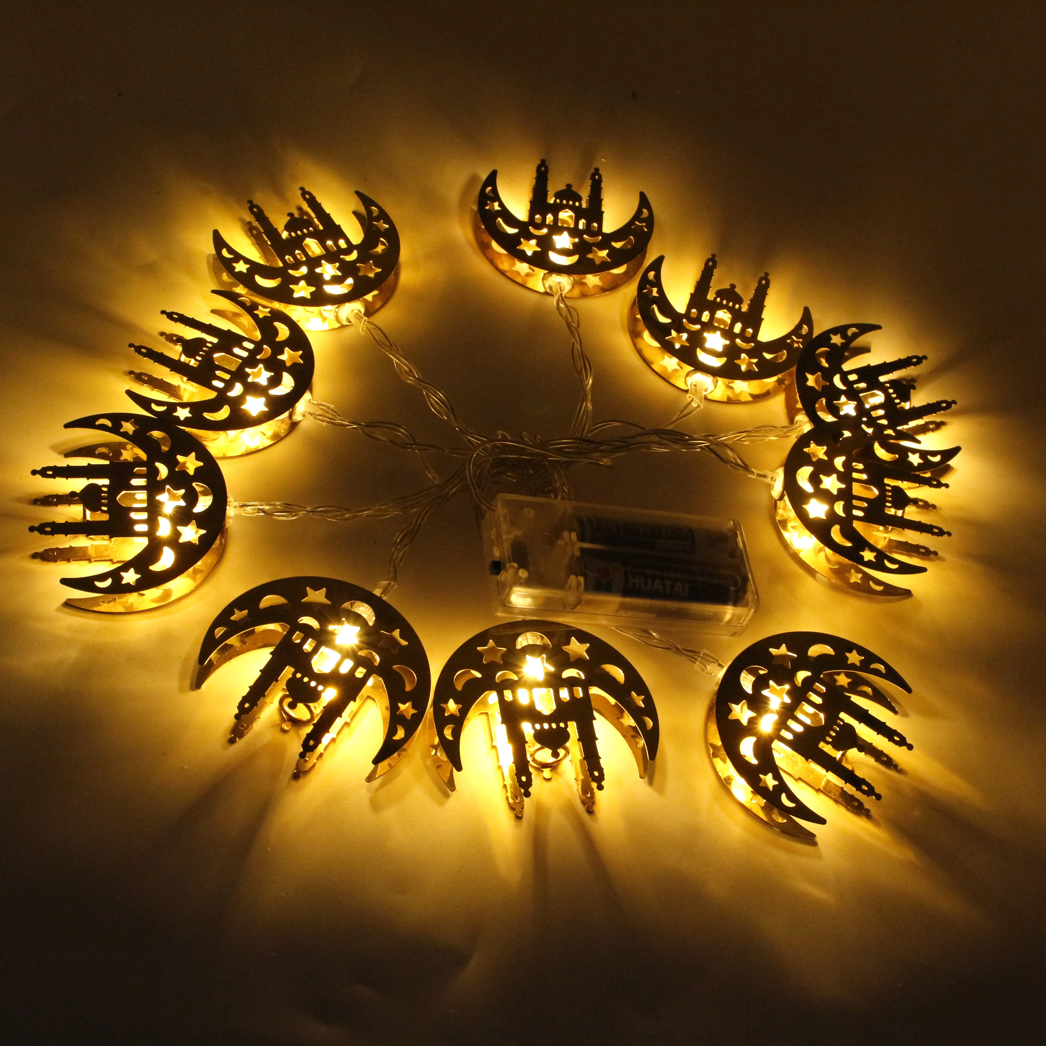 Golden 10LED warm light can be customized for the Middle East Eid al Fitr Muslim New Year ramadan outdoor string lights led