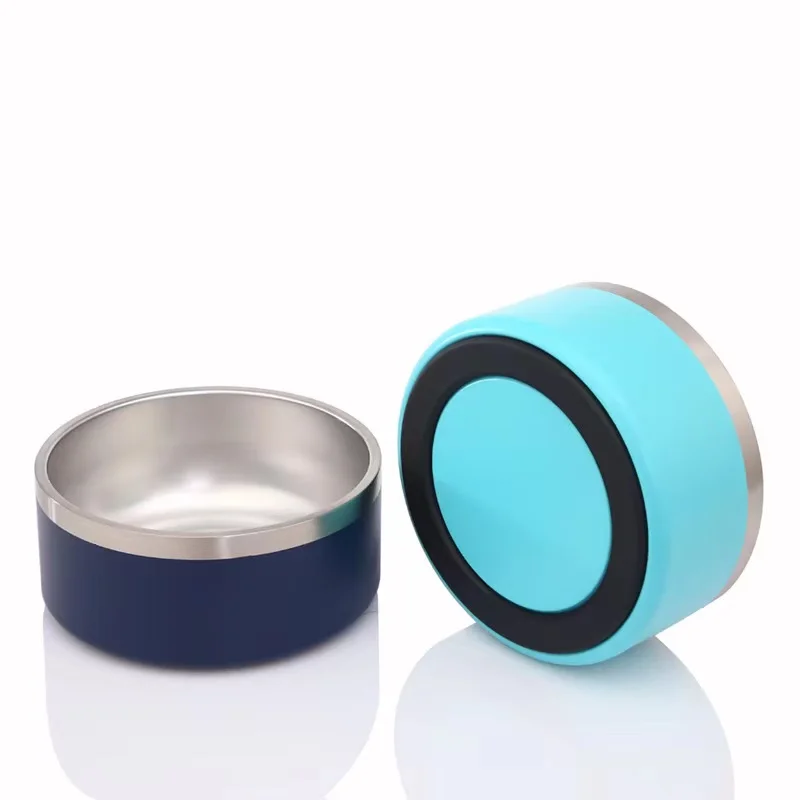 Wholesale Dog Bowl Slip-Proof Pet Bowl Double Wall Hot Cold Insulated Metal Dog Bowl