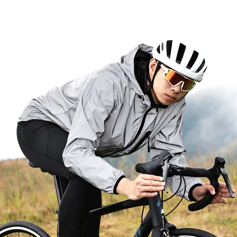 WOSAWE Unisex Hooded Reflective Motorcycle Cycling Jacket New Streetwear Noctilucent Windproof Windbreak