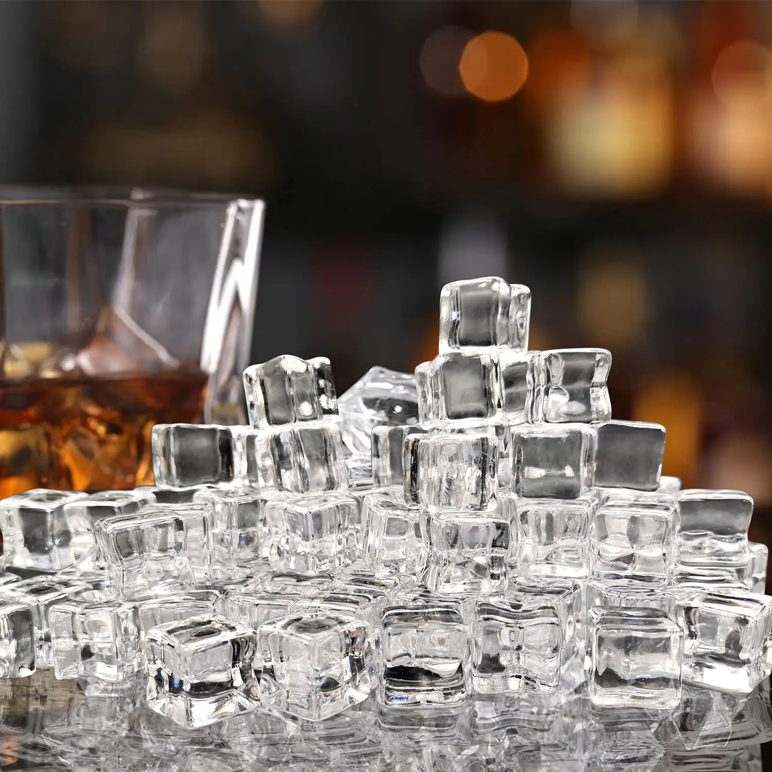 Fake Clear Acrylic Plastic Ice Cubes Square Shape Plastic Recycling Ice Cube Clear Acrylic Ice Cube for Display