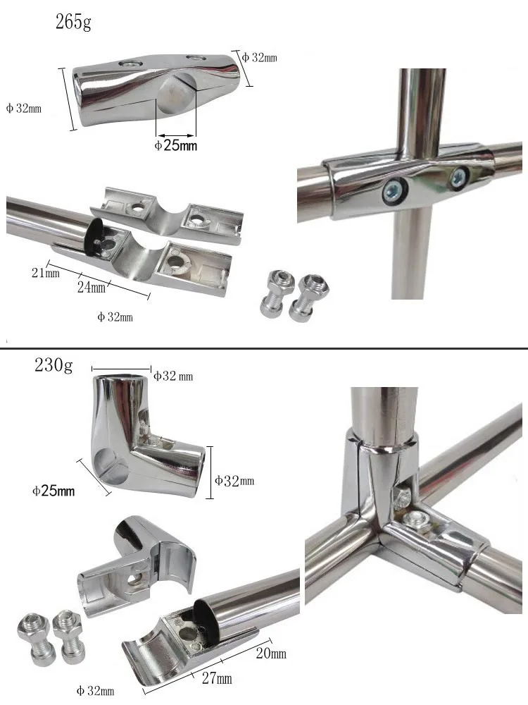 High quality fit diameter 2 way pipe connector for 25mm  round tube chrome  pipe connector