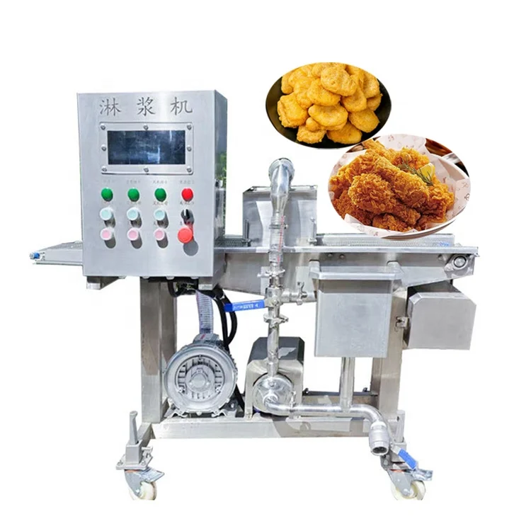 Patty Battering Machine Chicken Nuggets Battering Breading Coating Machine Cutlet Batter Covering Machine