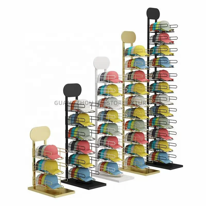 New product hat stand display rack stainless steel hat display rack for retail store multi-layer hat tower stand display rack