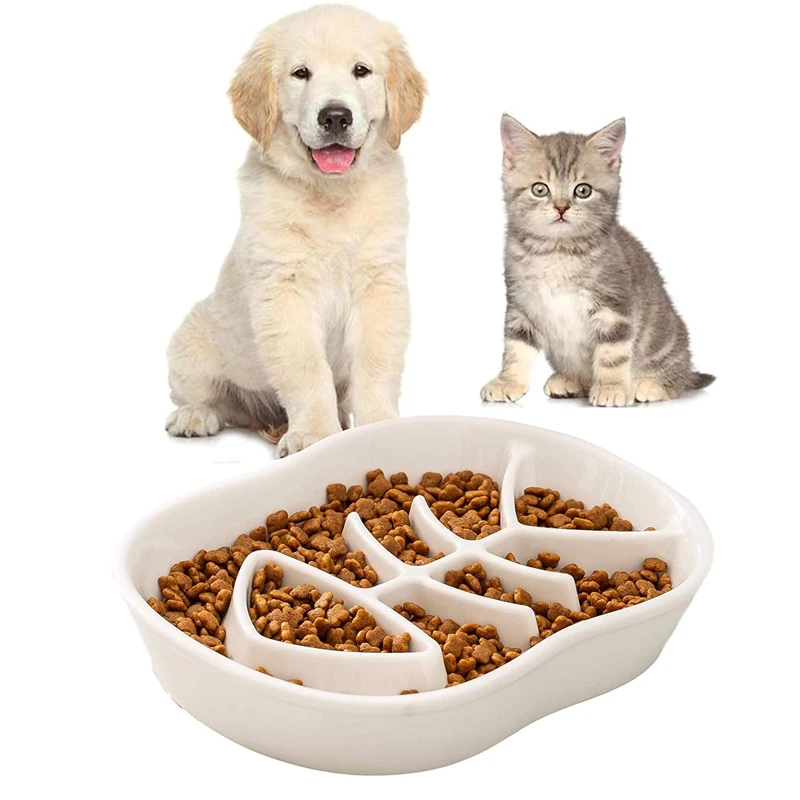 Colors Slow Feeder Cat Bowls Ceramic  Pet Dog Feeding Bowls Fun Feed Interactive Bloat Stop Puzzle Cat Bowl Healthy Eating Diet