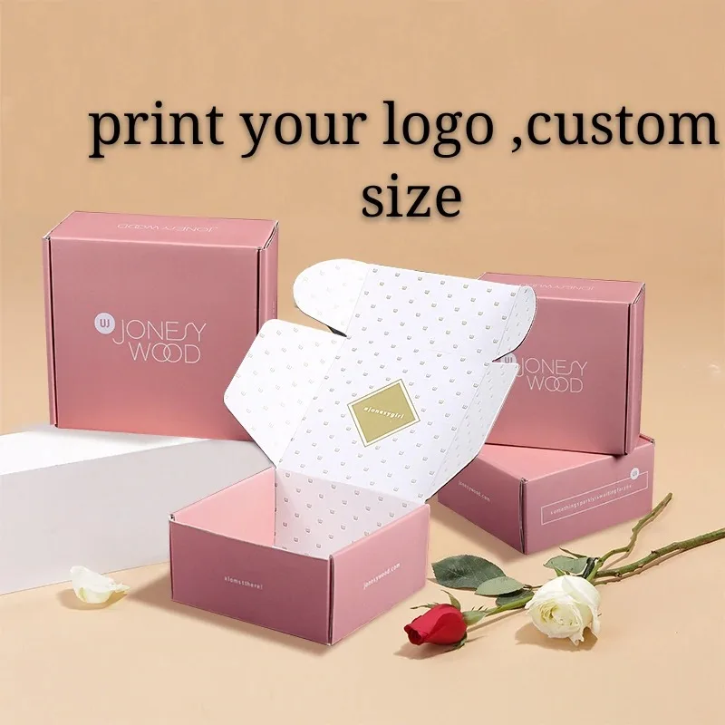 Mail Corrugated Box Custom Logo OEM Big Black Custom Eco Friendly Shipping Embalaje Decoupe Custom Carton Postal Packaging Pink