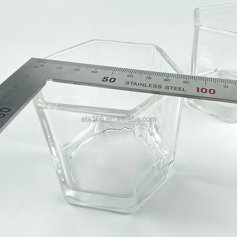 Factory Price High Quality 10oz Clear Hexagon Glass Unique Candle Jars Candle Jar for Luxury Candles