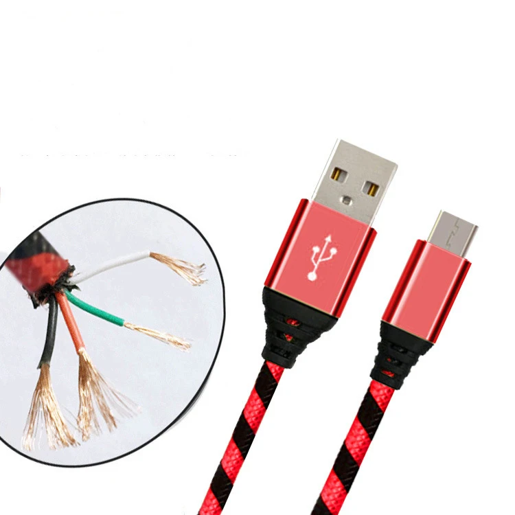 
Fast Charging Pass 2.1A 1m 2m 3m 0.25m Type C Micro USB Charger Cable Braided Cord Data For Samsung S8 Plus Android Smart Phone 