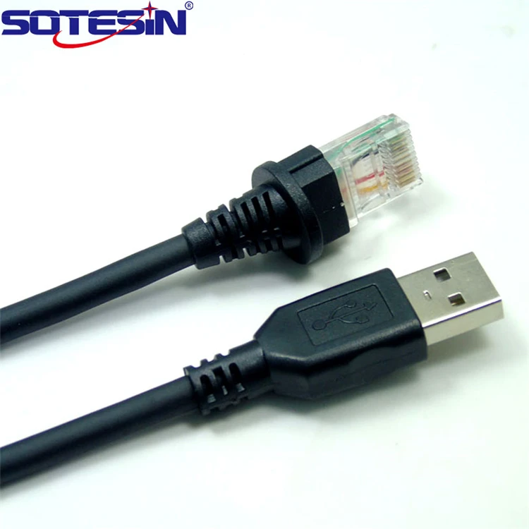 Free sample cash register cable USB to RJ45 2M data record barcode data cable for Honeywell Series MS7180 MS7600 MS7625