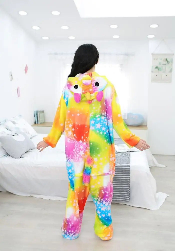 AIMINYZ Wholesale Adult Women Flannel Pajamas Autumn/Winter Long Sleeve Sleepwear Suit Warm Cute Onesie Pegasus Female Pyjama