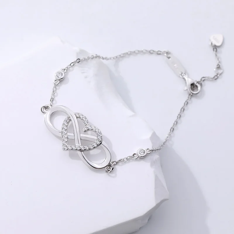 NS925 Sterling Silver Lovely Infinity Bracelet Women