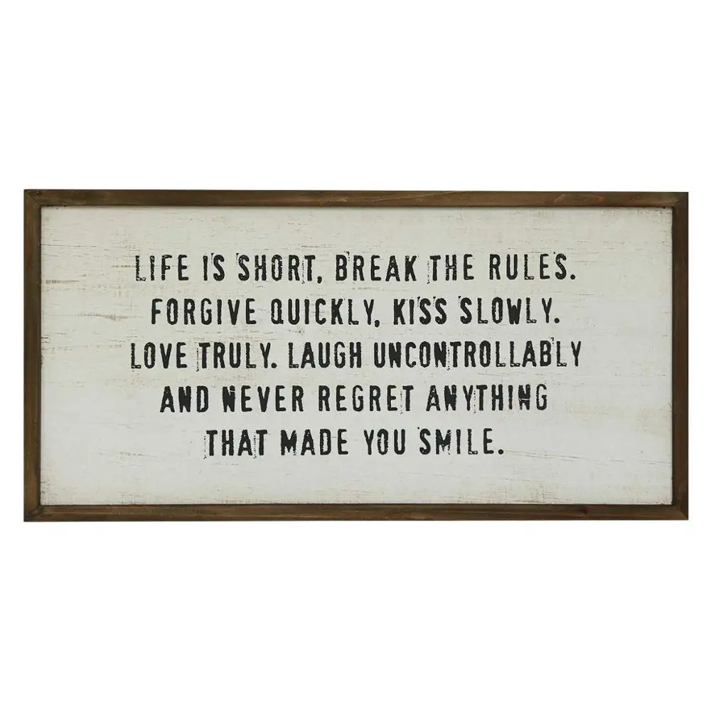 
Wood Framed Wall Plaque Sign with Inspirational Quote 