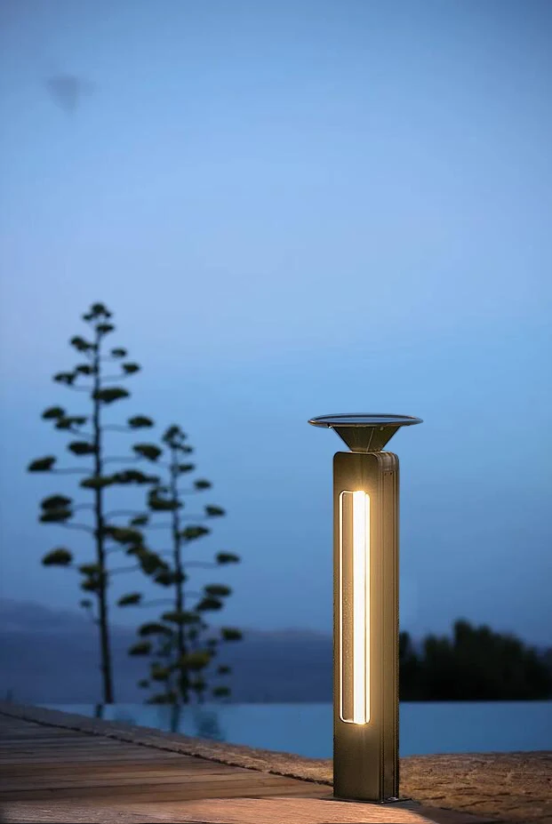 Solar pathway lights Warm White Aluminum solar bollard outdoor garden lights sound sensor 2024