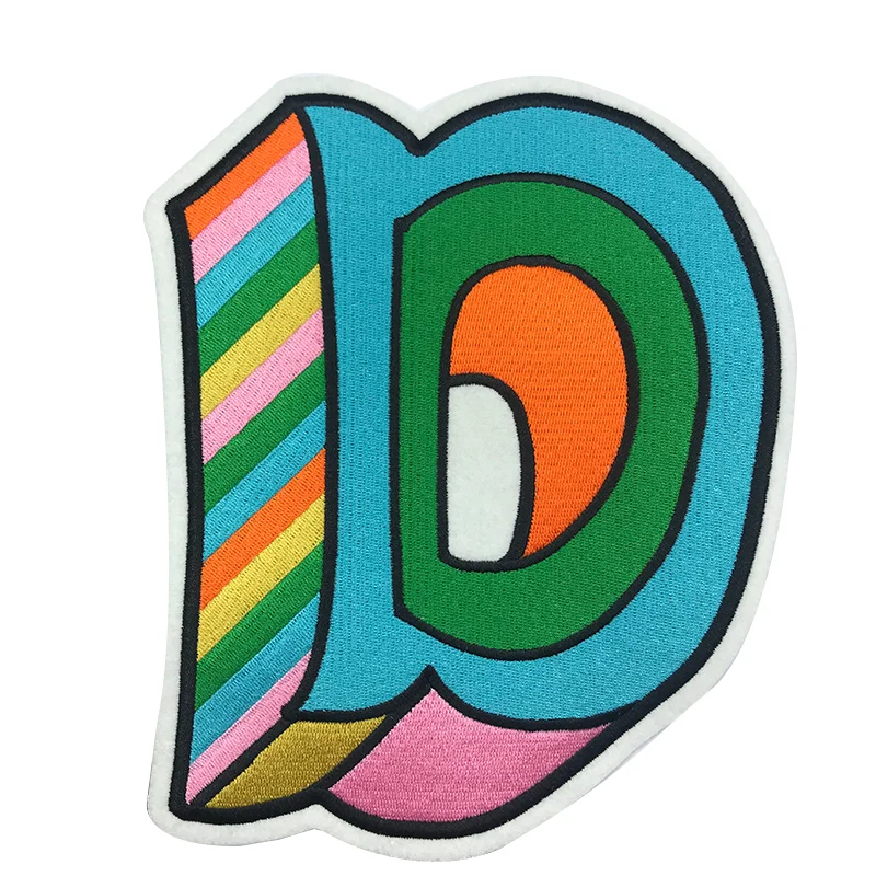 Factory wholesale colorful  letter embroidery patch Iron on Patches sew on  embroidery patch for clothes or hat