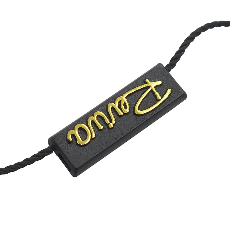 BL-ST0002 Fashion Embossed Logo Seal Tags Security Clear Plastic Strings Custom Hang Tag Seal Rope