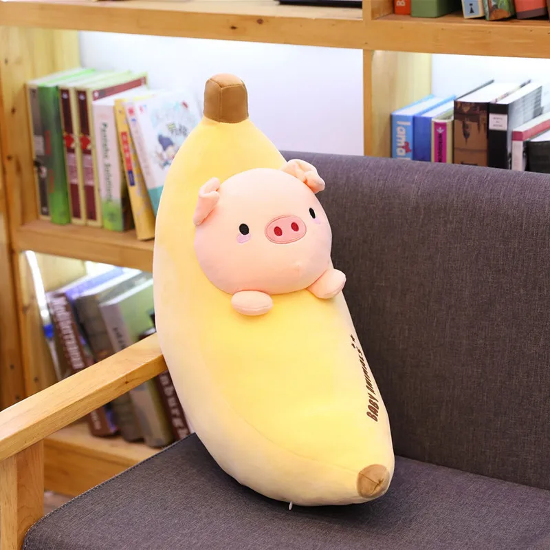 HQ Wholesale Custom Plush Banana Super Soft 23.6' Stuffed Plush Toy Washable Kawaii Plush Pillow Toy for Birthday Gift