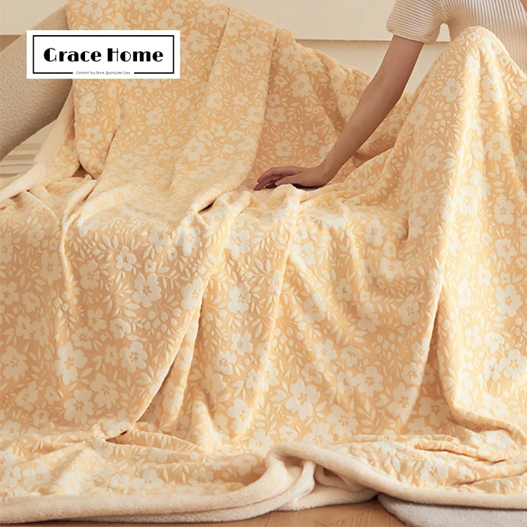 Grace Home Luxury Curtains For Living Room Sherpa Flannel Anime Jacquard Throw Adult Bath Towel Knitted Shawl Blanket