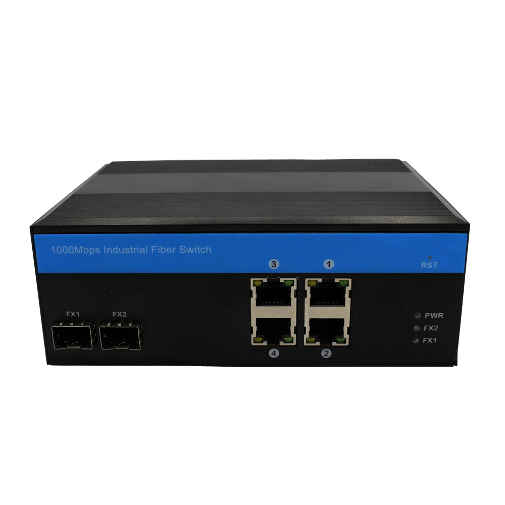 10/100/1000Mbps 2 * SFP port and 4 * RJ45 port Managed Industrial Grade Switch DC10~12V optical ethernet switch