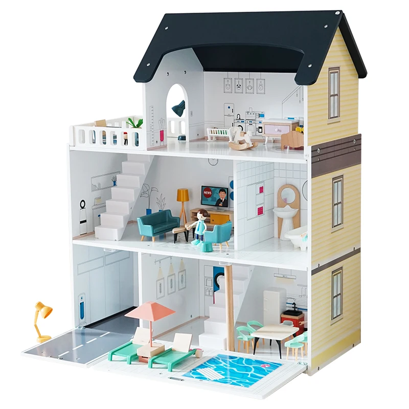 Modernic wooden doll house our generation sweet home  doll house  with swimming pool for unisex children
