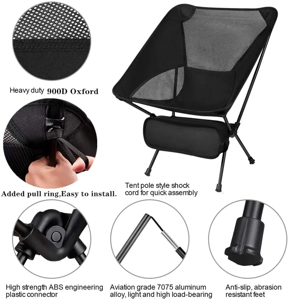 Сверхлегкий складной стул, портативные стулья для кемпинга с сумкой для переноски, рюкзак