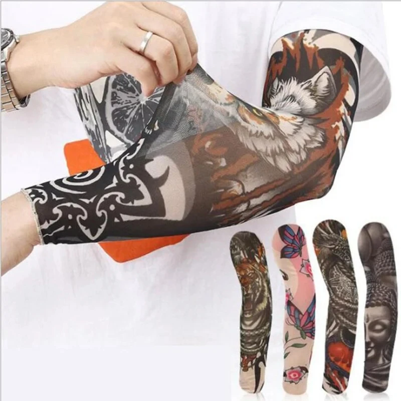 Fashion Unisex UV Protection Arm Sleeve Outdoor Temporary Tattoo 3D Tattoo Sleeves