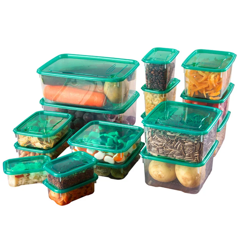 Sealed fresh-keeping 17 Piece Set Kitchen fruit plastic microwave convenience storage boxes